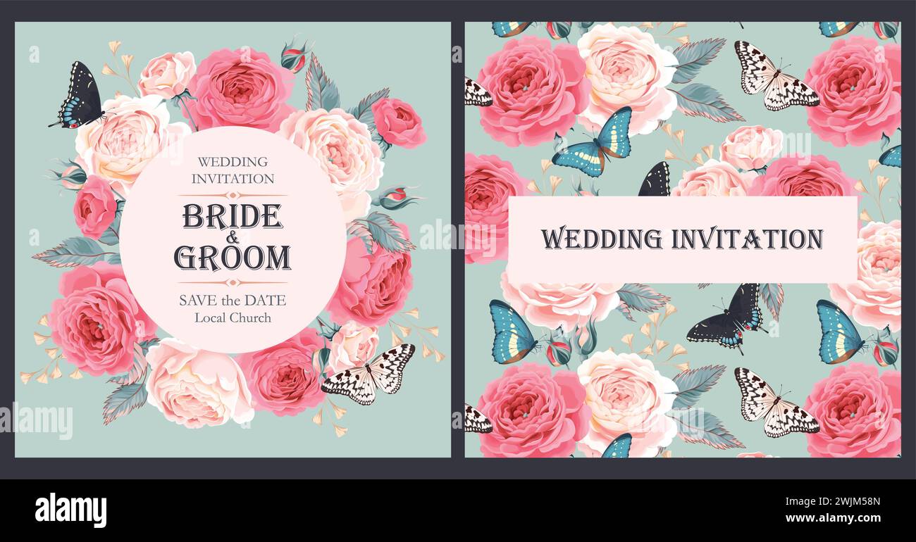 Invitation de mariage Vintage Illustration de Vecteur