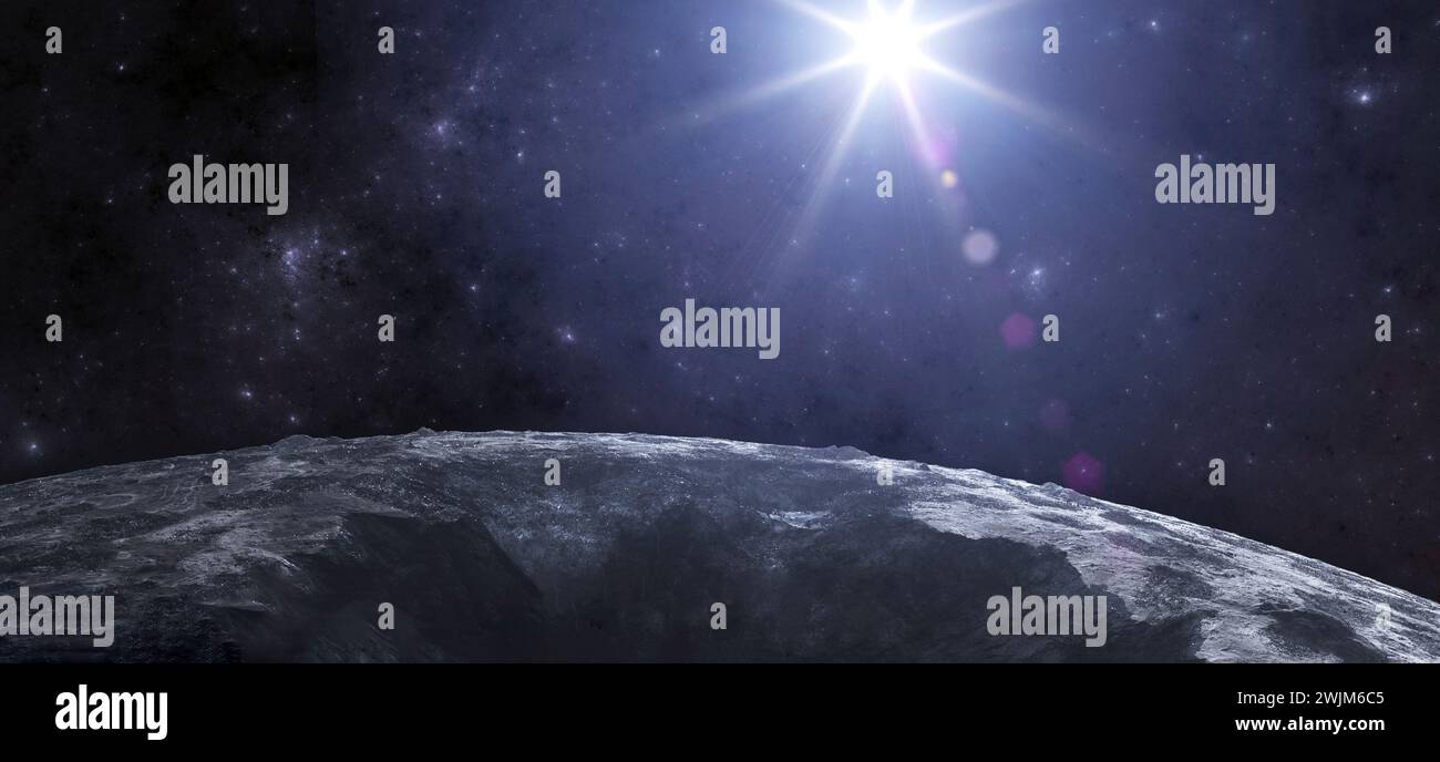 Surface d'un astéroïde, espace et univers, grossissement du terrain du corps rocheux, matériaux précieux et minéraux. Découverte d'un nouvel astéroïde. 3d Banque D'Images