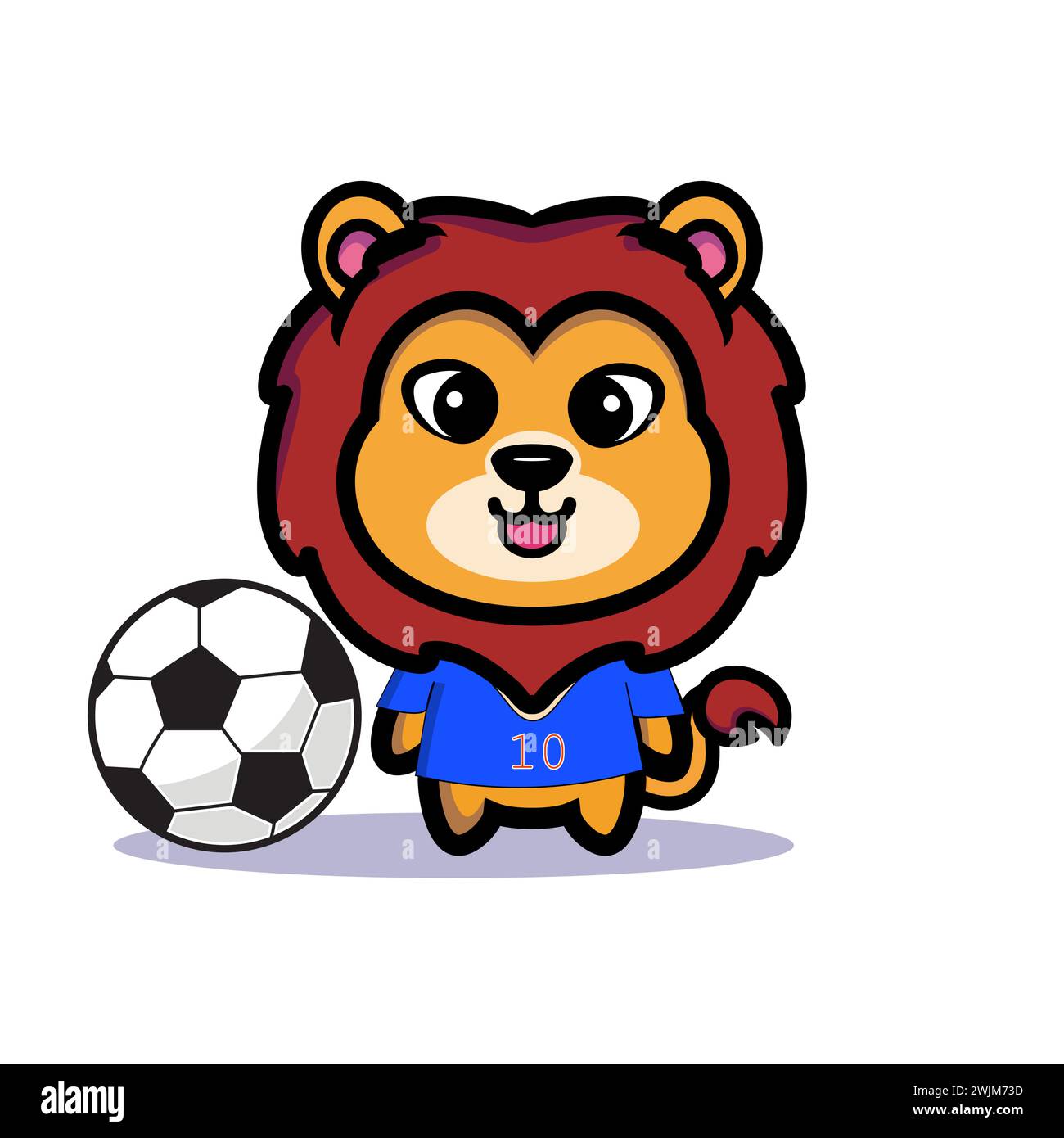Symbole d'illustration d'art mascotte personnage animal design kawaii lion costume équipement de football Illustration de Vecteur