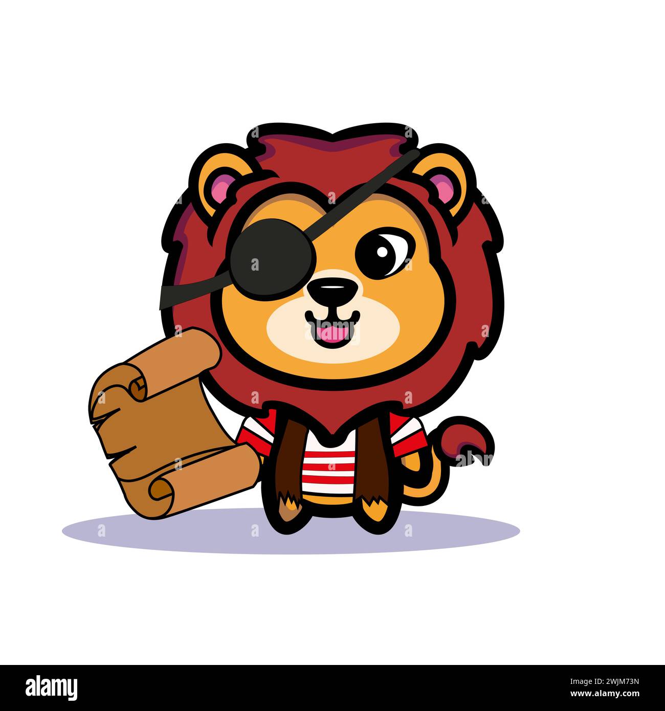 Symbole d'illustration d'art mascotte personnage animal design kawaii équipement de costume de lion de pirate Illustration de Vecteur