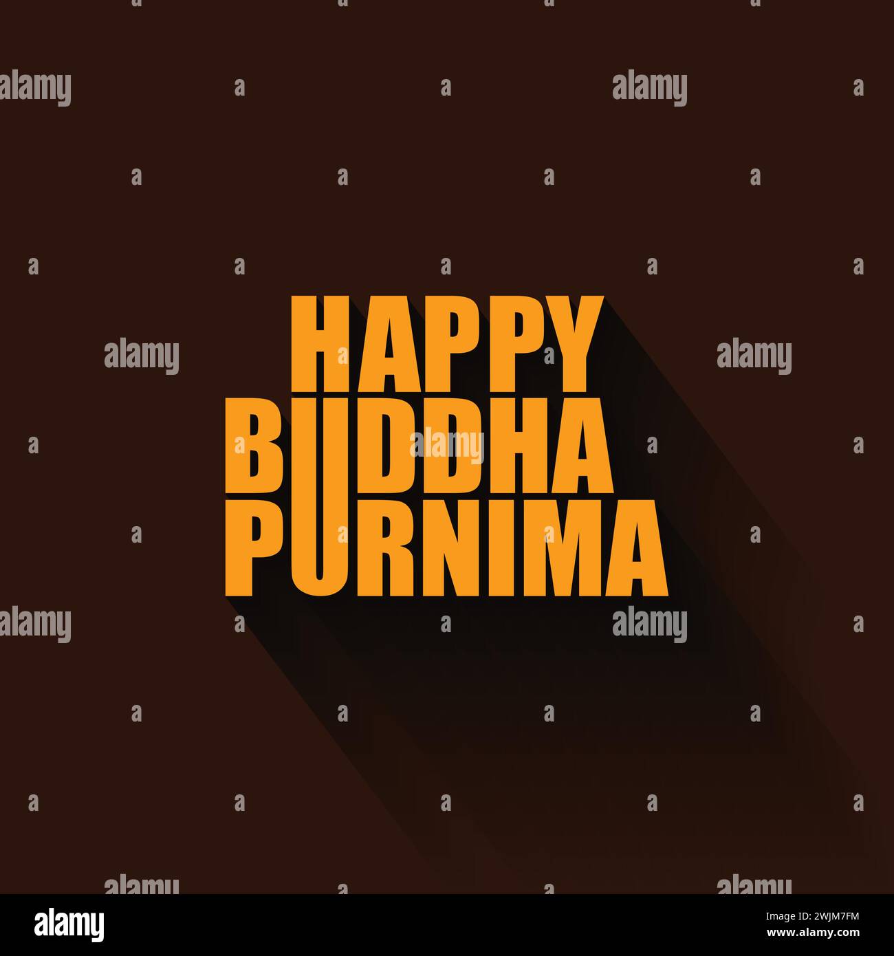 Heureux Bouddha Purnima illustration de lettrage vectoriel avec une longue ombre. Illustration de Vecteur