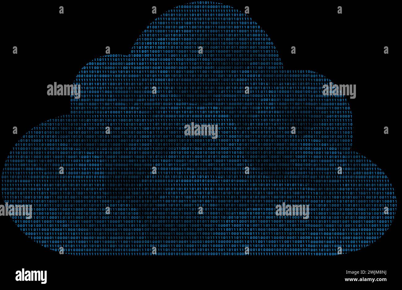 icône de nuage avec bit un zéro binaire bleu Banque D'Images
