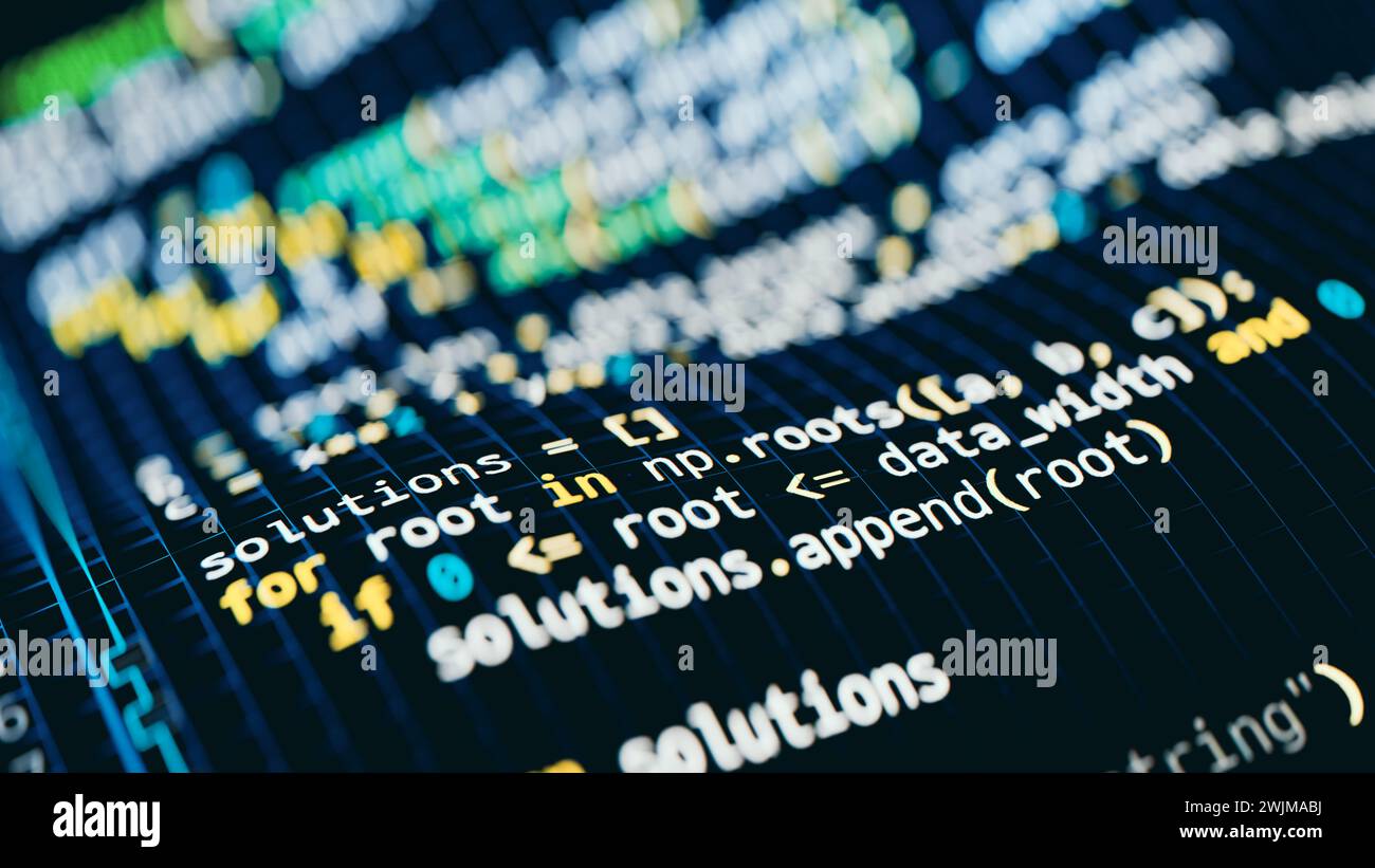 Arrière-plan du code source créé lors de la programmation. rendu 3d. Banque D'Images
