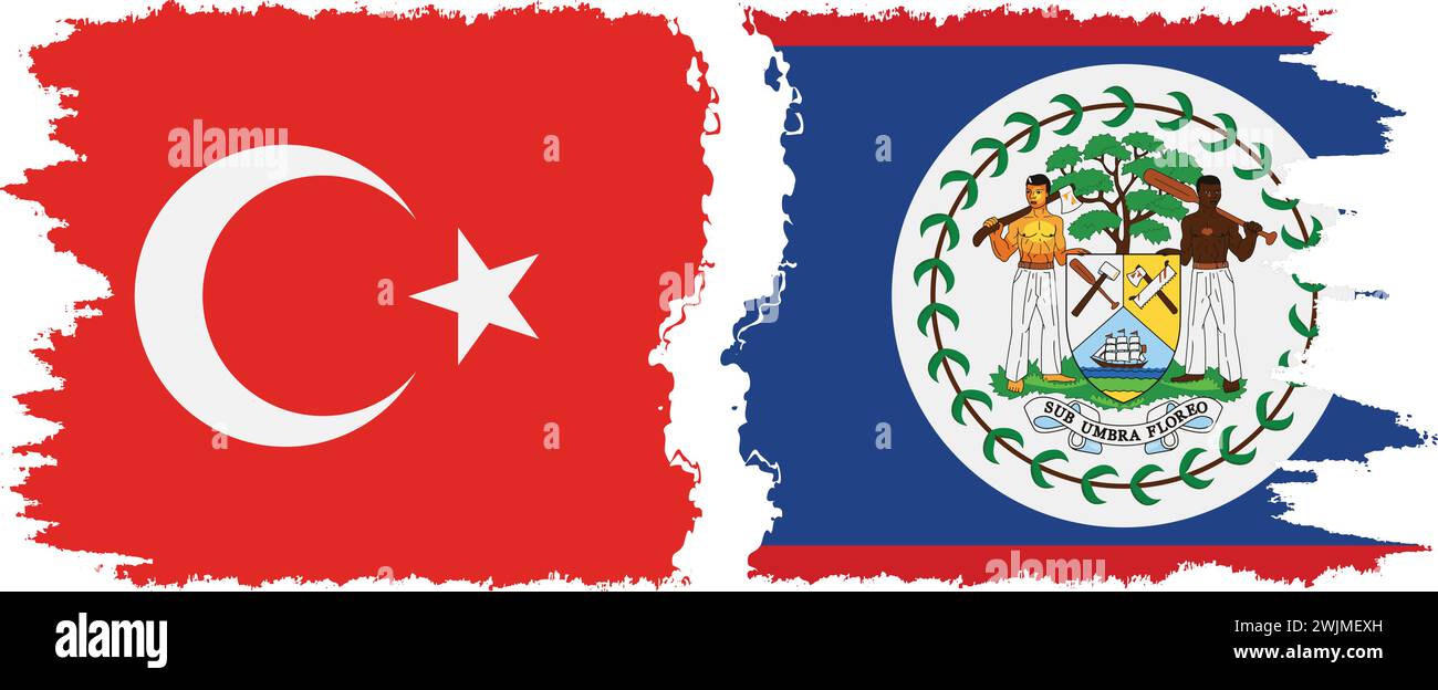 Belize et Turquie grunge drapeaux connexion, vecteur Illustration de Vecteur