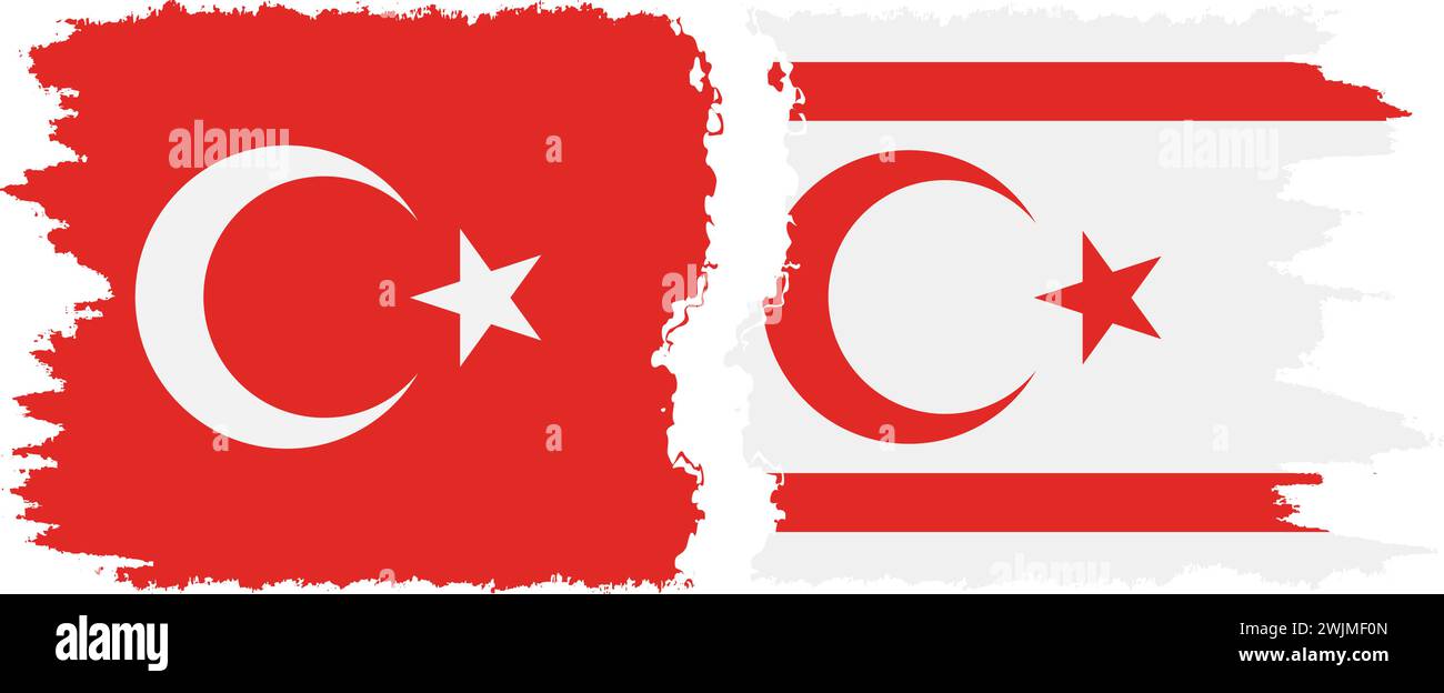République turque de Chypre du Nord et Turquie grunge drapeaux connexion, vecteur Illustration de Vecteur