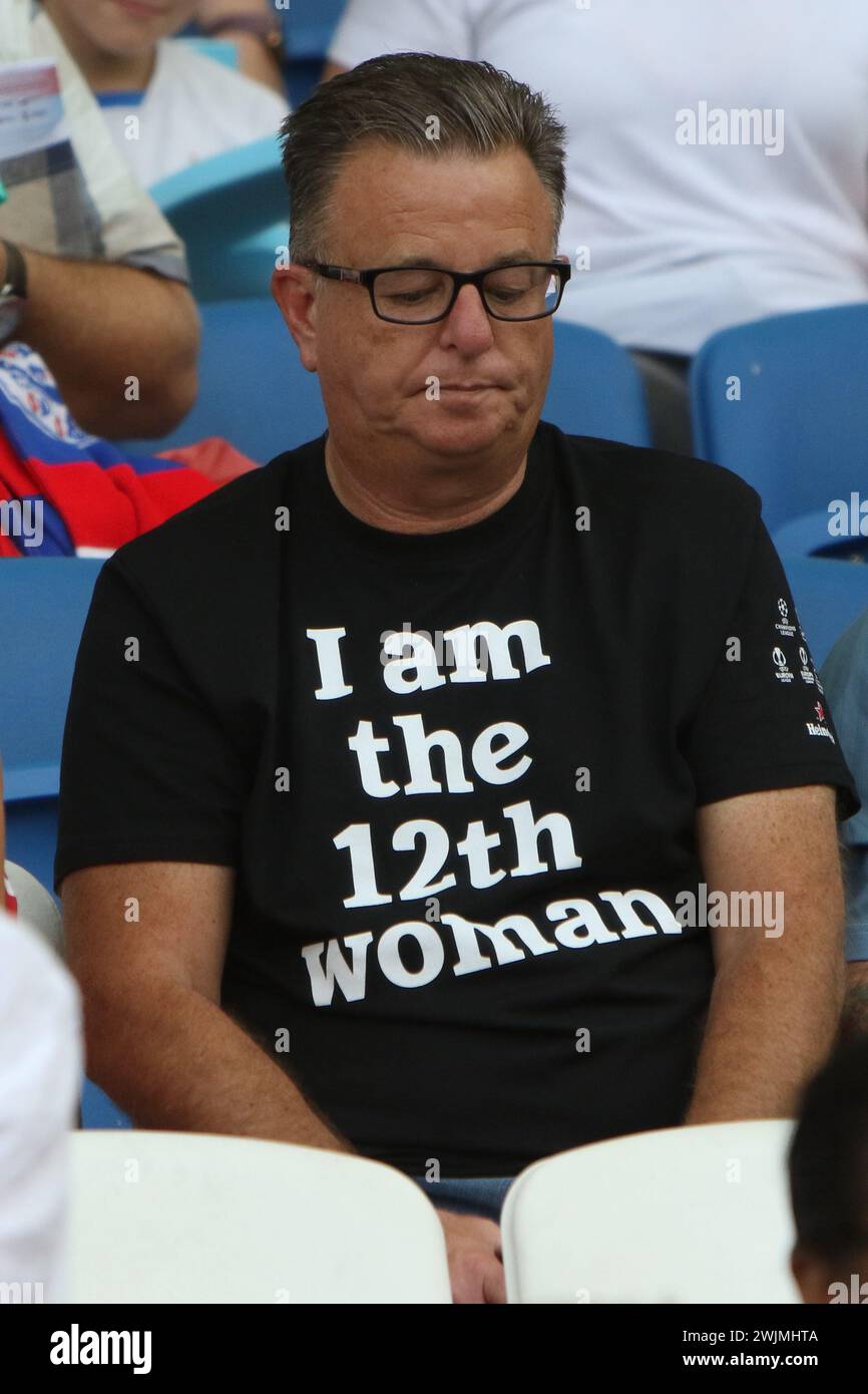 Fan masculin porte I Am the 12th t-shirt de femme Angleterre v Norvège UEFA Womens Euro Brighton Community Stadium (Amex Stadium) 11 juillet 2022 Banque D'Images