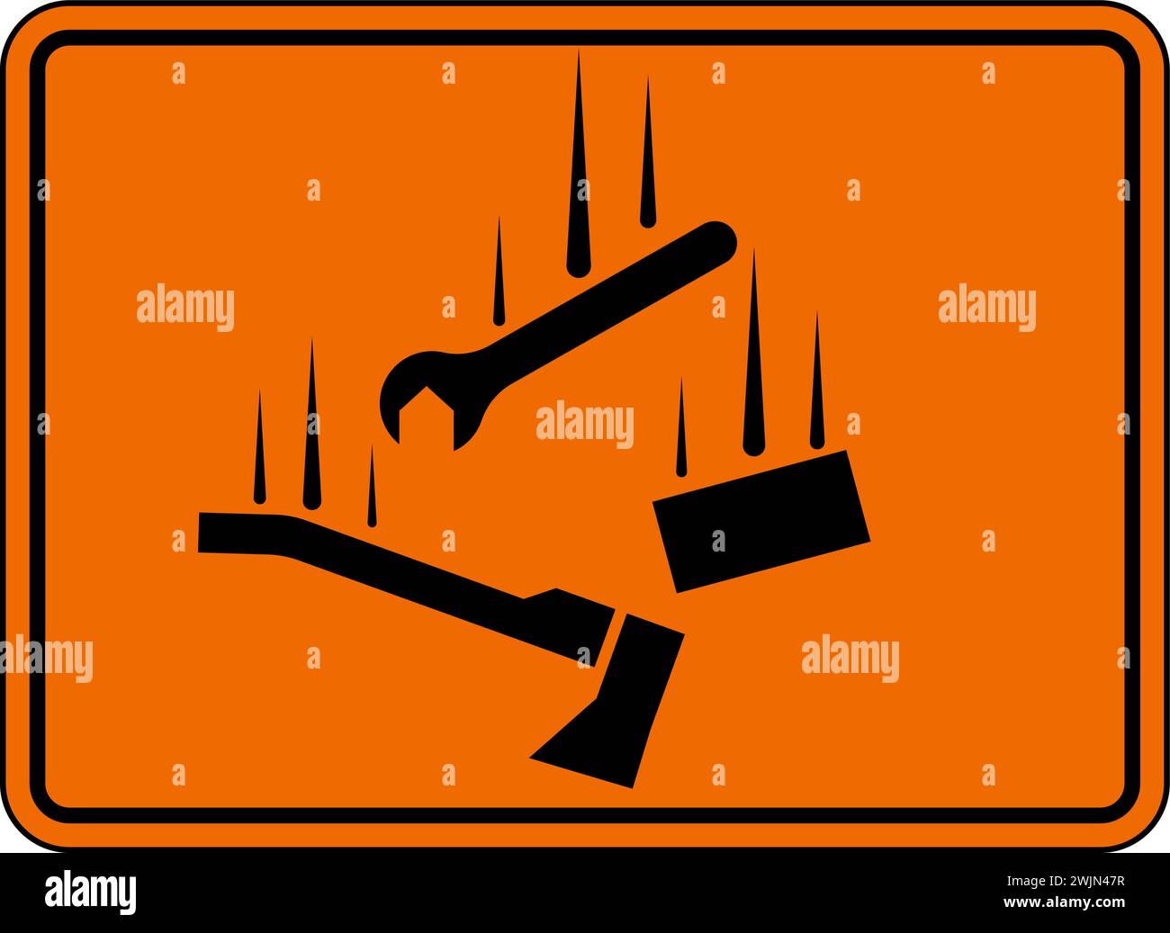 Avertissement, symbole chute de matériaux Illustration de Vecteur