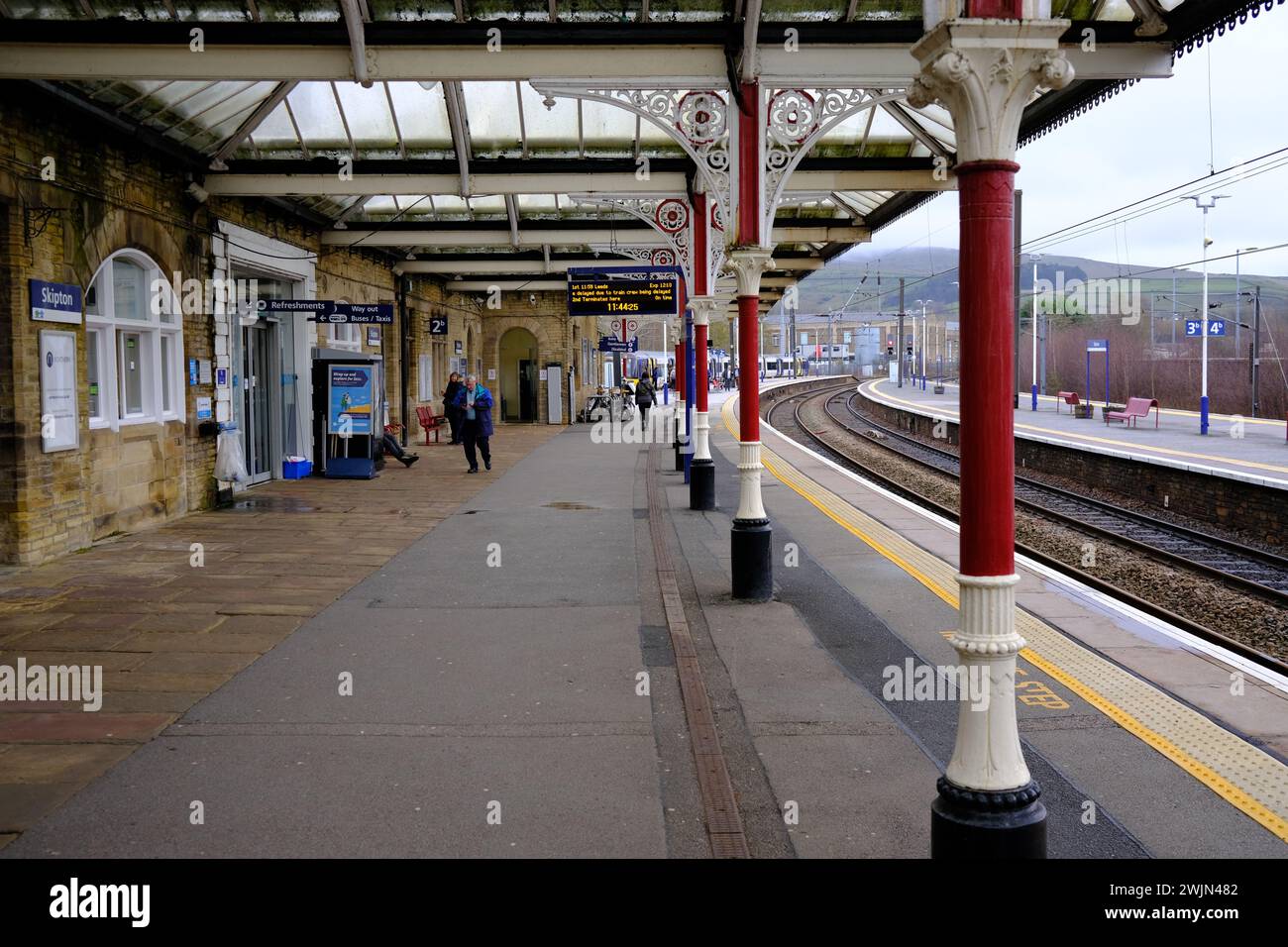 Gare de Skipton, en hiver, North Yorkshire Banque D'Images