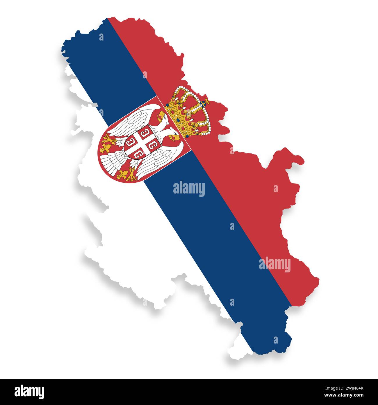 Carte du drapeau de la Serbie avec chemin de détourage Banque D'Images