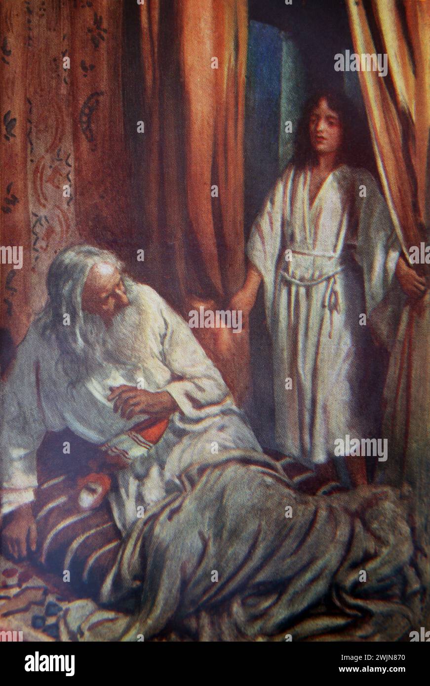 Illustration Samuel est allé à Eli pensant qu'il l'avait entendu appeler Livre de Samuel dans l'ancien Testament et nevi'im. Par Harold Copping Banque D'Images