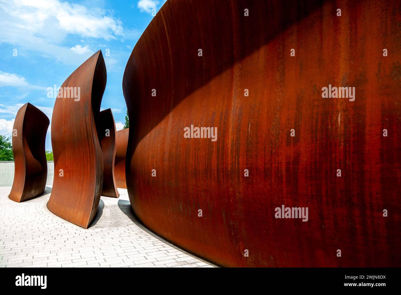 Sculpture géante Dirk’s Pod de Richard Serra a dédié cette sculpture au photographe Dirk Reinartz, Novartis-Campus, Bâle, Suisse. Dirk’s Pod SC Banque D'Images