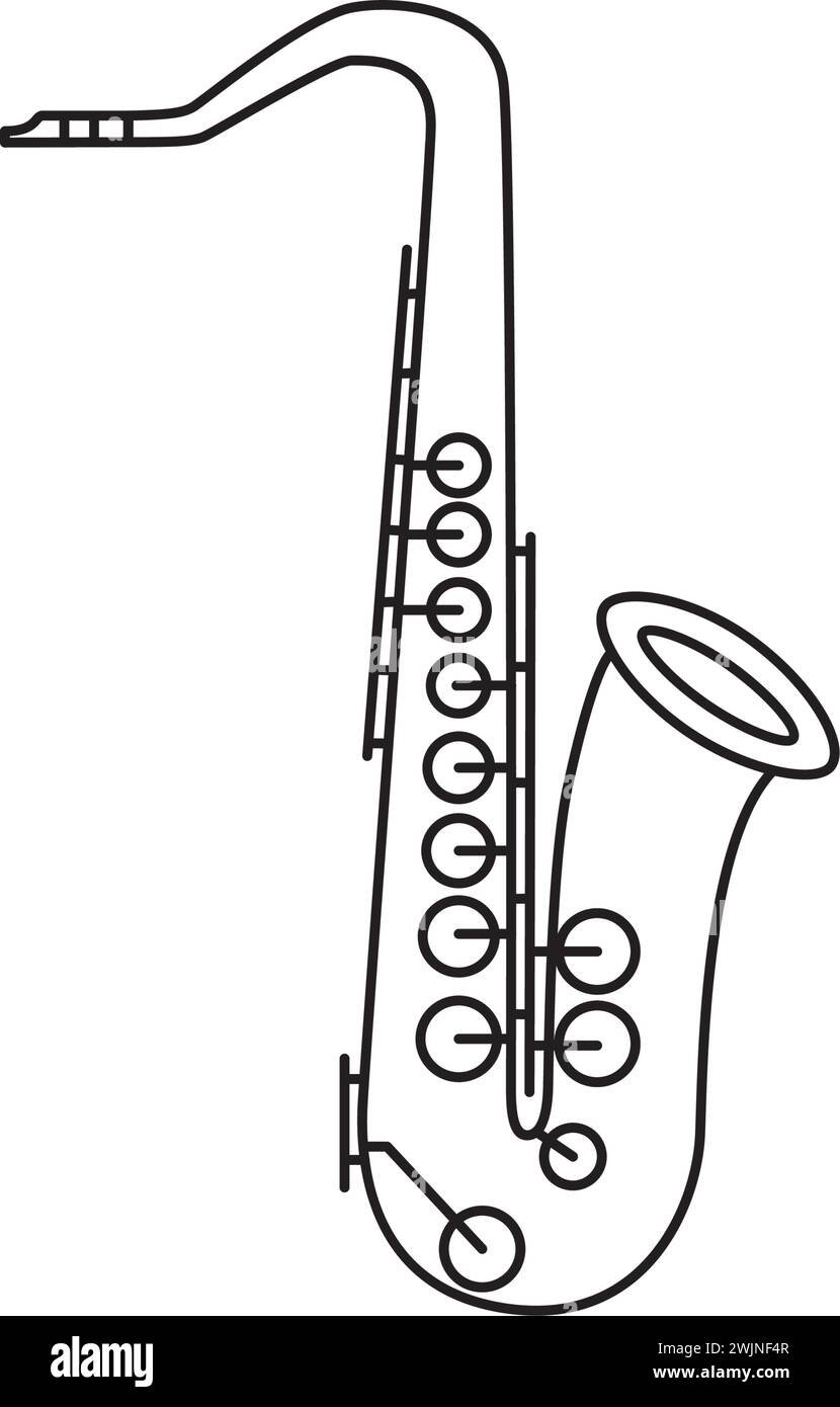 Icône d'instrument de musique de saxophone isolé Flat design Vector Illustration de Vecteur