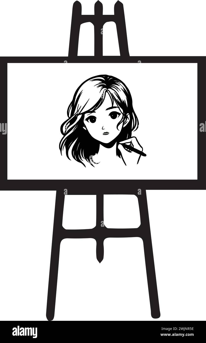 Icône élégante de dessin de fille sur fond blanc Illustration de Vecteur