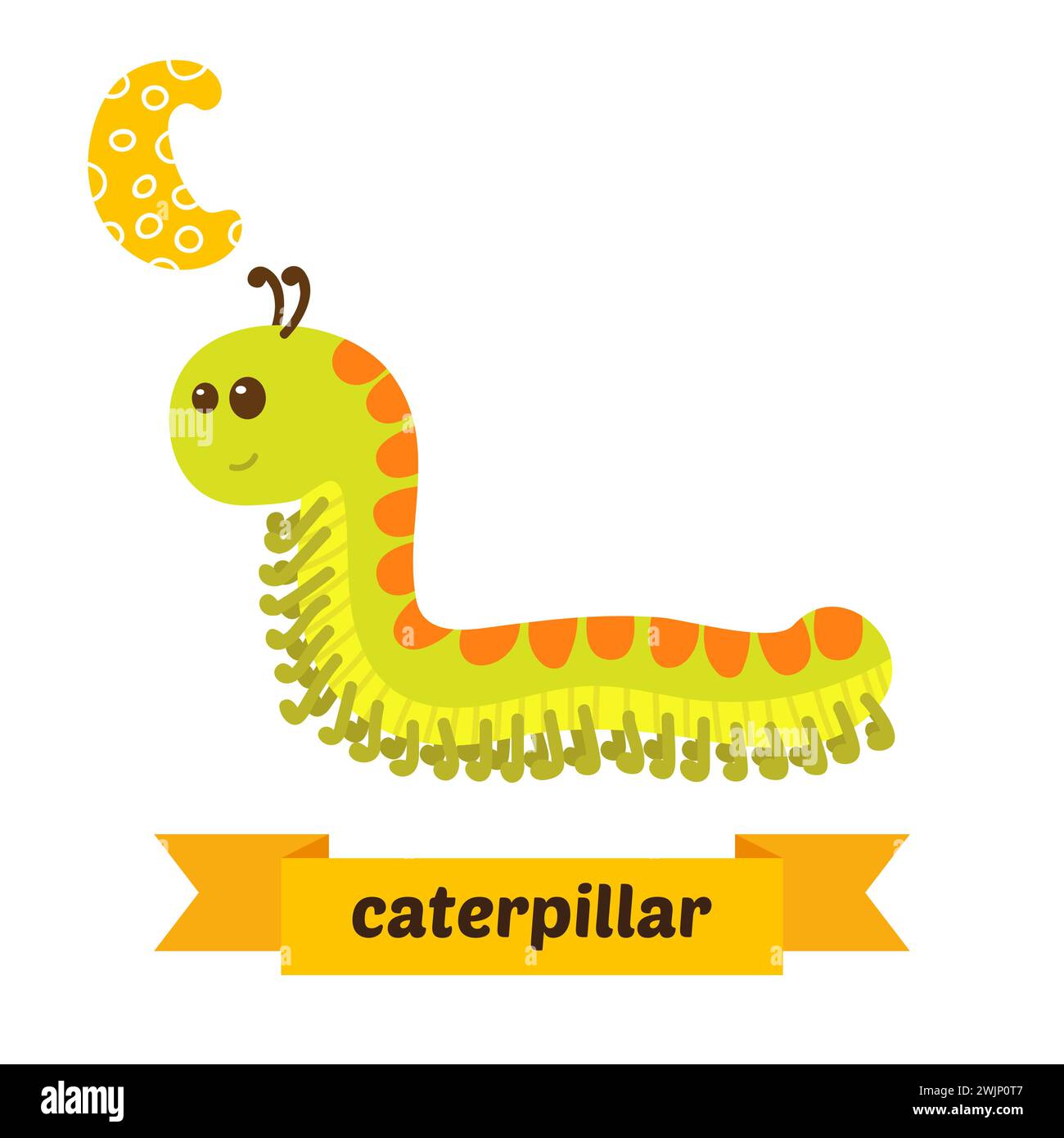 Caterpillar. Lettre C. Mignon enfants alphabet animal dans le vecteur. Animaux de dessin animé drôles. Illustration vectorielle Illustration de Vecteur