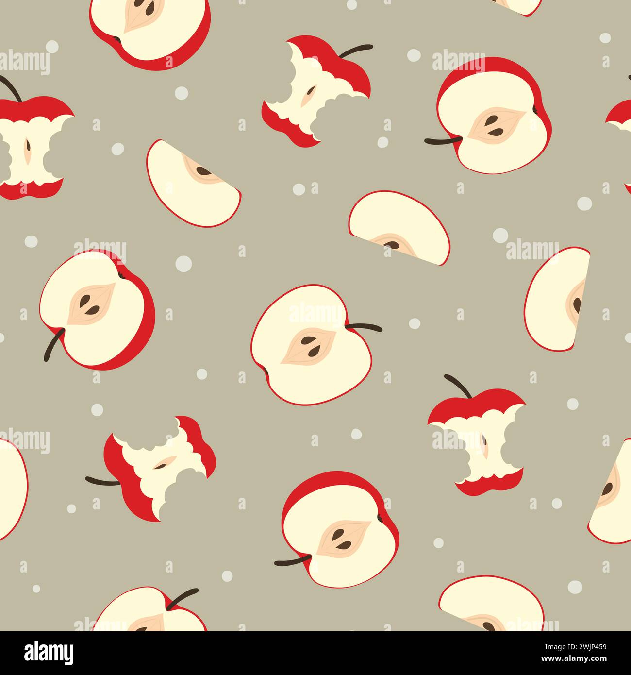 Motif pomme rouge sans couture. Fond de fruit de vecteur. Textile, conception de tissu Illustration de Vecteur