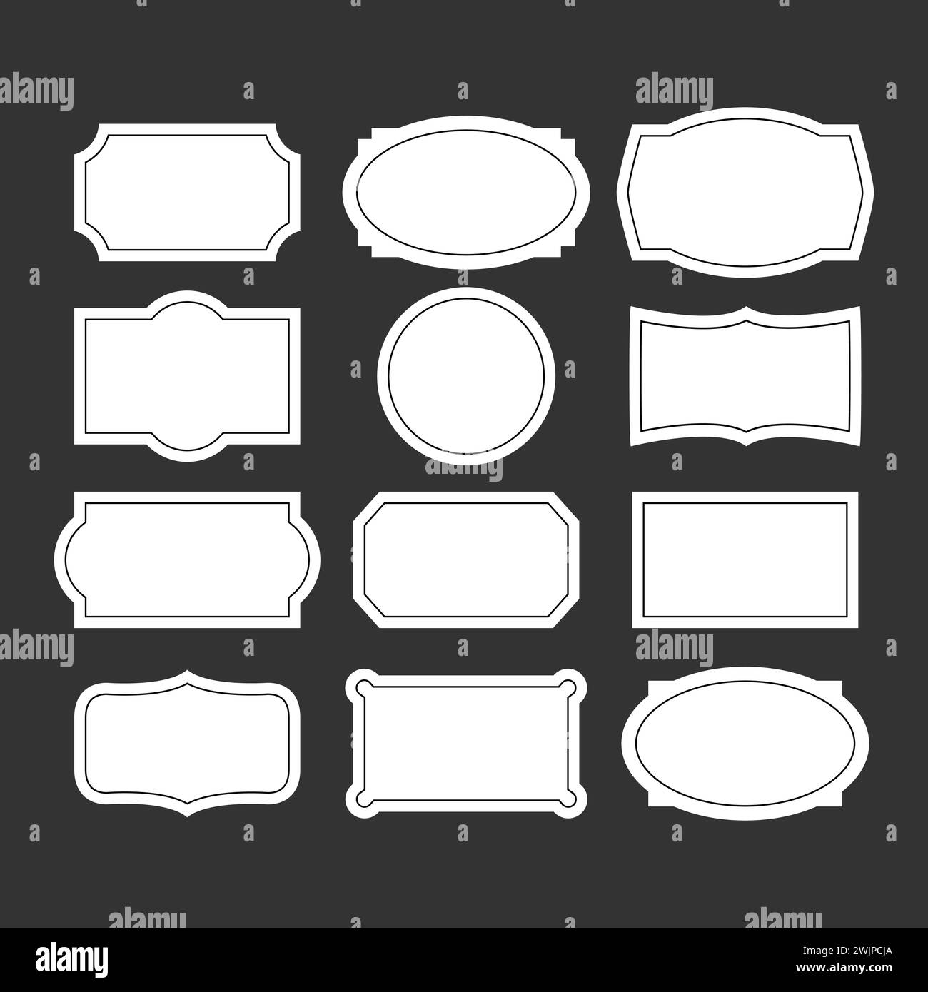 Ensemble d'étiquettes vintage. Cadres, badges, étiquettes, modèles vierges autocollants, cartes de mariage. Collection de maquettes. Illustration vectorielle Illustration de Vecteur