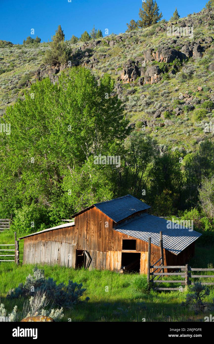 Grange, Riddle Brothers Ranch National Historic District, donner und Blitzen Wild et Scenic River, Oregon Banque D'Images