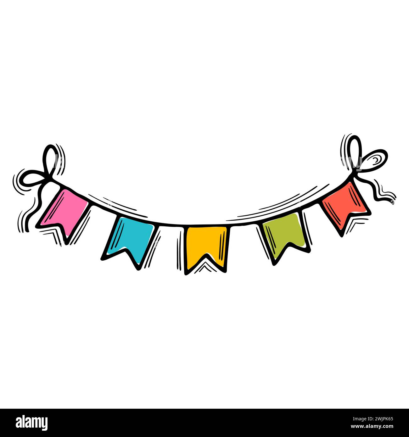 Guirlande festive dessinée à la main. Mariage, anniversaire, anniversaire, fête, Noël. Croquis, griffonnage. Illustration vectorielle Illustration de Vecteur