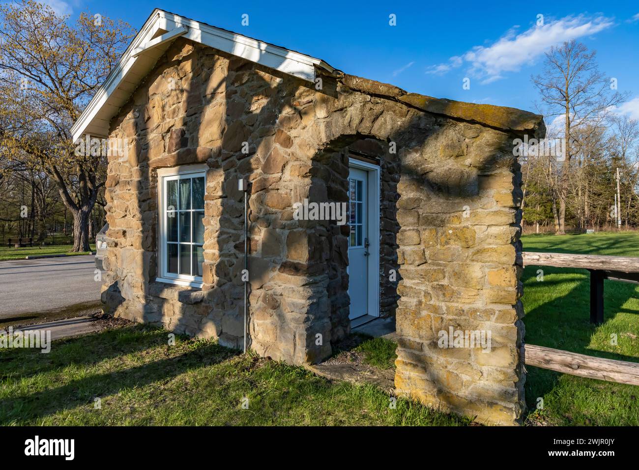 Bureau de Stone Park construit par le CCC dans le parc d'État de Ledges près de Boone, Iowa, États-Unis Banque D'Images