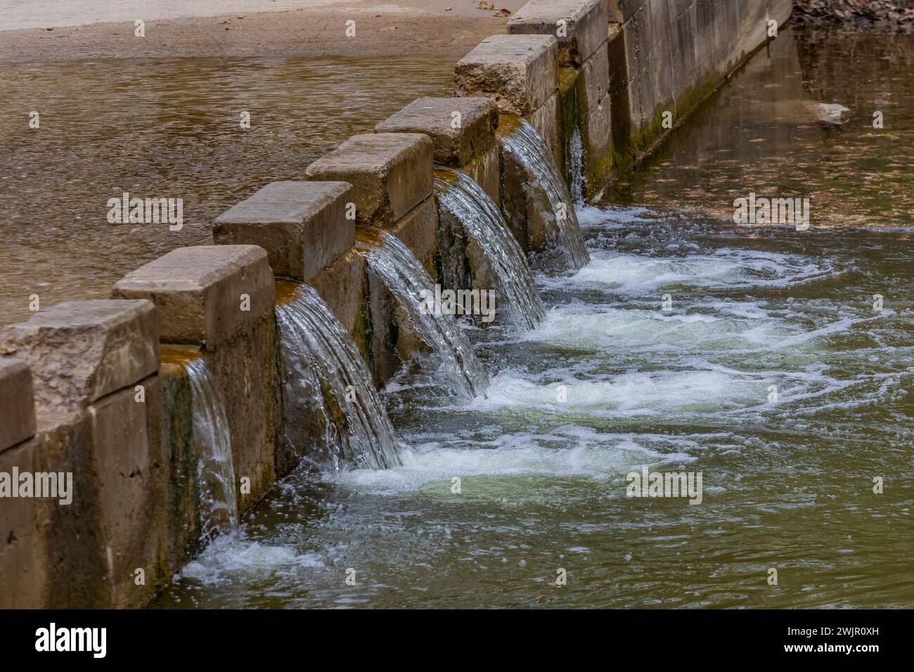 Traversée avec un petit barrage sur Pea's Creek dans le parc d'État de Ledges près de Boone, Iowa, États-Unis Banque D'Images