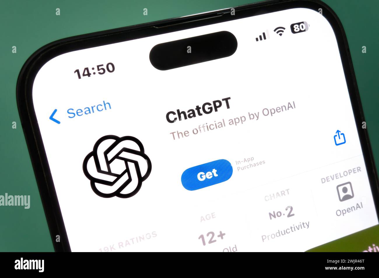Nanning, Chine - 16 février 2024. Application ChatGPT sur un smartphone. ChatGPT est un chatbot développé par OpenAI. Banque D'Images