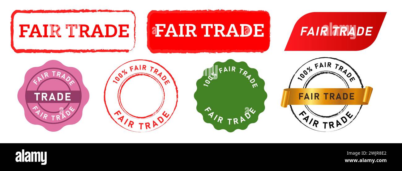 autocollant d'étiquette de sceau de timbre carré et de cercle de commerce équitable pour la vente de commerce d'affaires Illustration de Vecteur