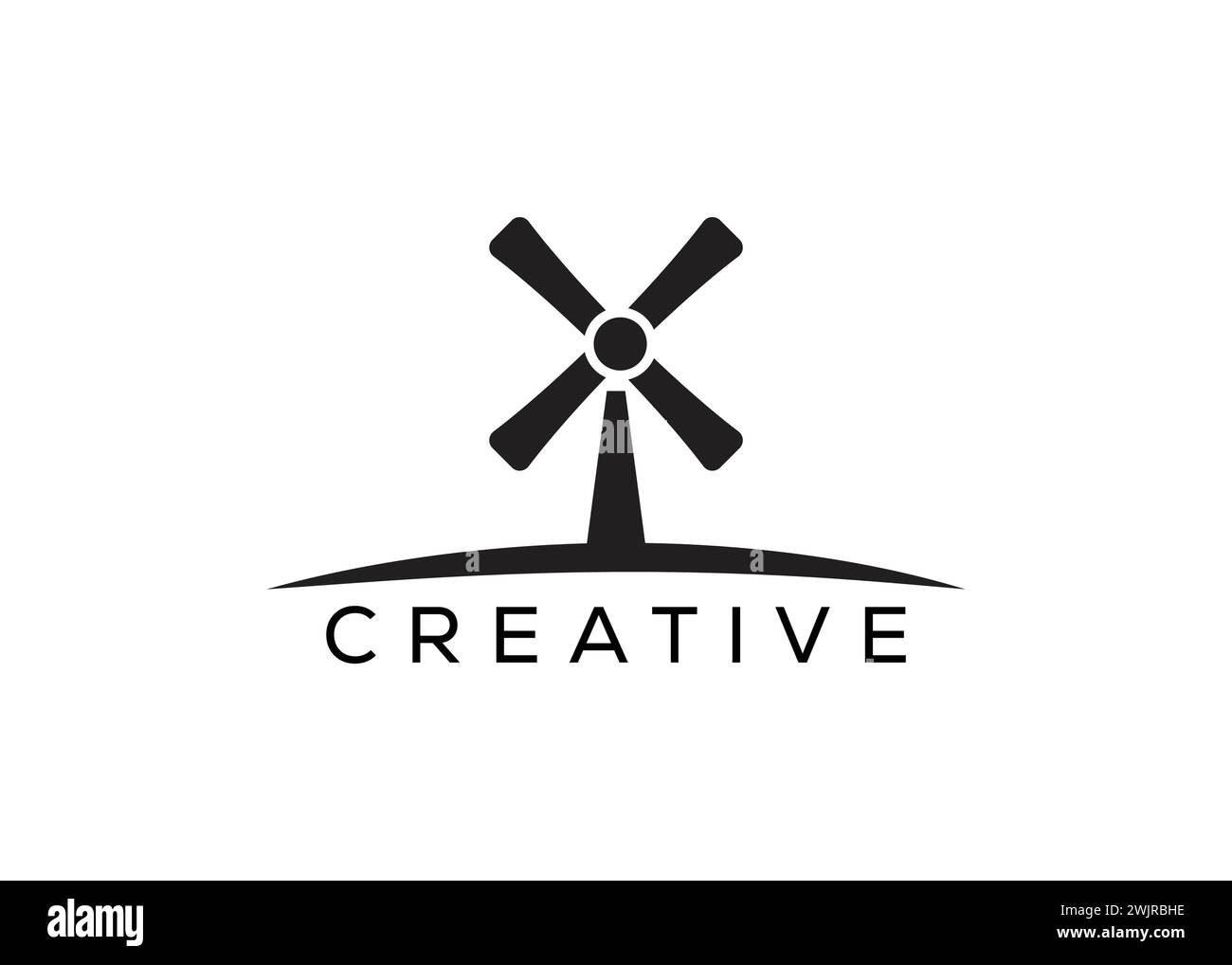Modèle de vecteur de conception de logo de moulin à vent minimaliste et moderne Illustration de Vecteur