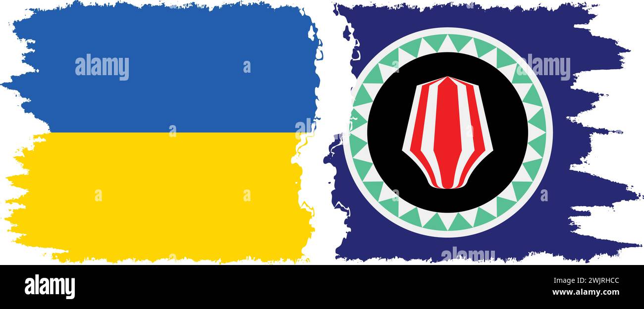Bougainville et Ukraine grunge drapeaux connexion, vecteur Illustration de Vecteur