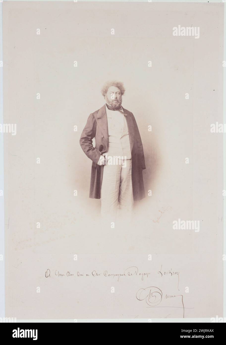 Alexandre Dumas Père (1802-1870), écrivain français. Photographie de Gustave le Gray (1820-1884). Paris, maison de Victor Hugo. 24086-2 Dedicace, écrivain, écrivain français, photographie DEDICACEE Banque D'Images