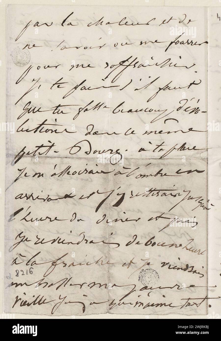 Juliette Drouet à Victor Hugo ; 3 juin dimanche après-midi 3 h [1849] ; maison Victor Hugo - lettre Autograph de Paris Banque D'Images