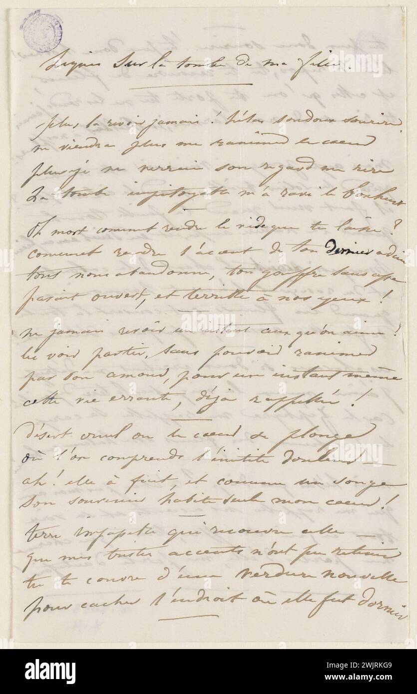 Juliette Drouet à Victor Hugo ; [sans date] ; maison Victor Hugo - Paris lettre Autograph Banque D'Images
