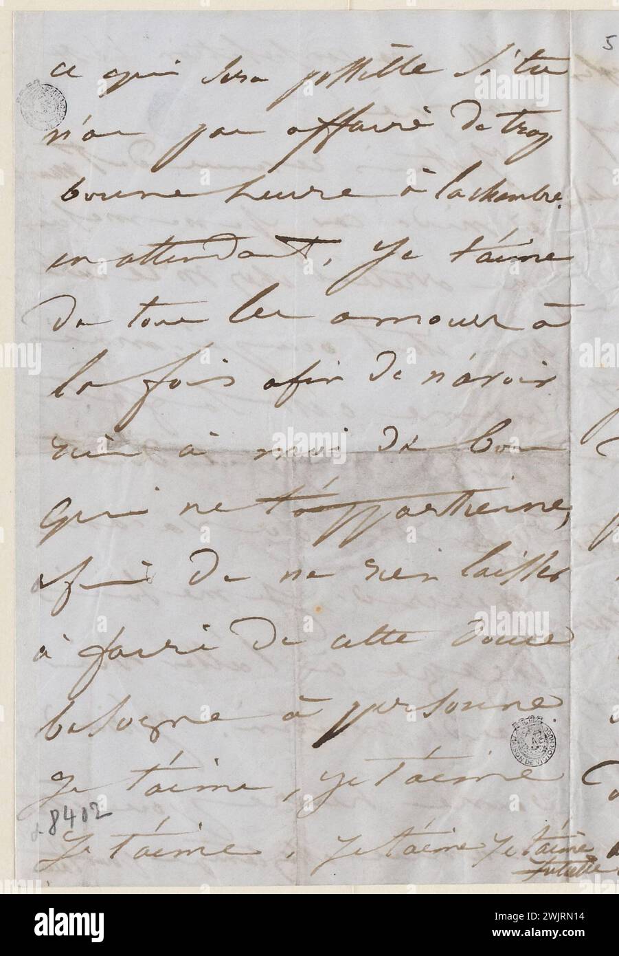 Juliette Drouet à Victor Hugo ; 21 juin vendredi soir 4 h [1850] ; maison Victor Hugo - Paris Autograph Letter Banque D'Images