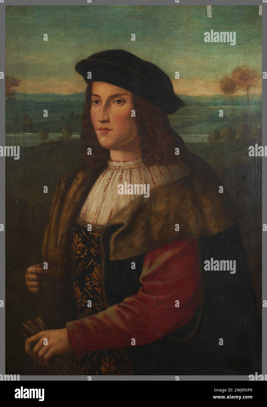 Anonyme, portrait d'un jeune homme (titre principal). Huile sur bois, éclairci et panneau de parquet. Petit Palais, Musée des Beaux-Arts de la ville de Paris. Portrait jeune homme (titre principal) Banque D'Images