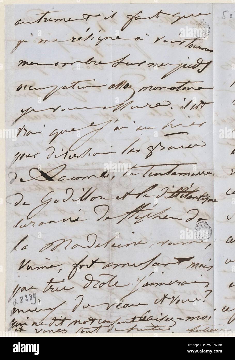 Juliette Drouet à Victor Hugo ; 12 juin mercredi matin 7h [1850] ; maison Victor Hugo - Paris Autograph Letter Banque D'Images