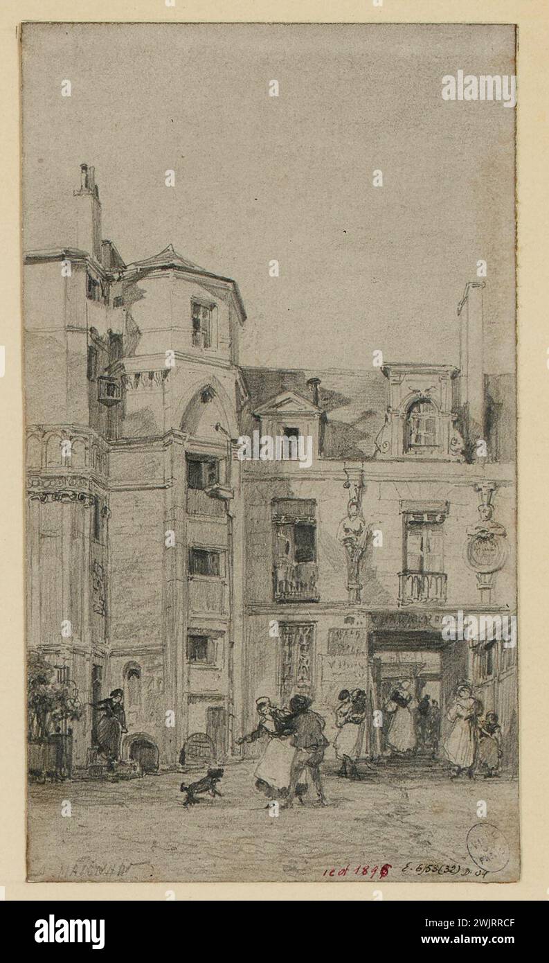 Maignan, Albert (n.1845-10-14-D.1908-09-29), Cour et passage Charlemagne, 1867 (titre factice). Mine de plomb. Musée Carnavalet, histoire de Paris. Banque D'Images