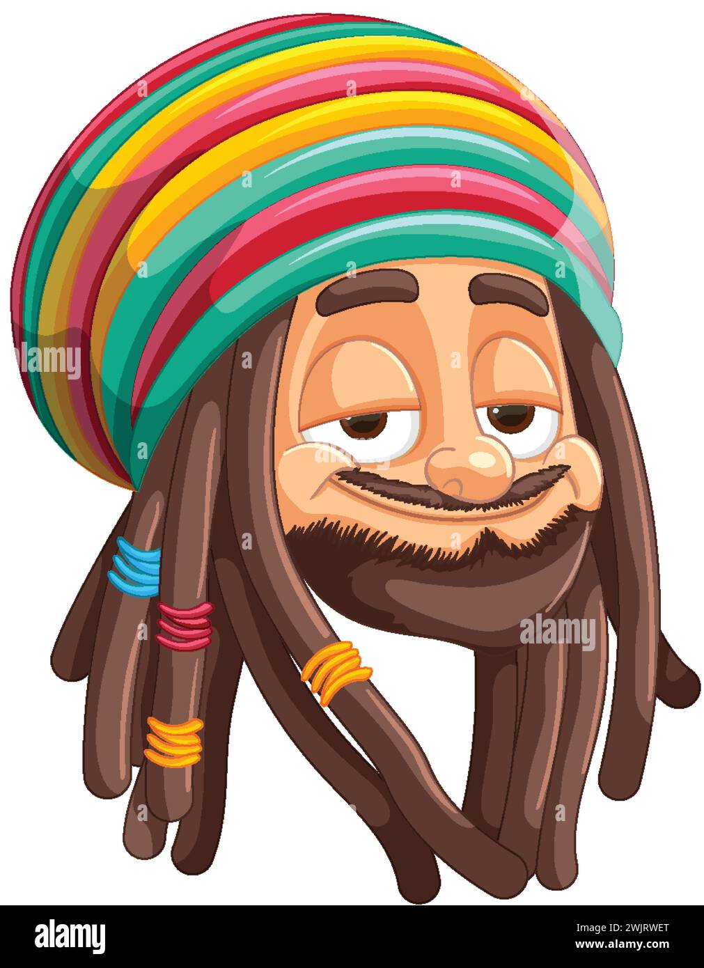 Personnage souriant avec chapeau rastafarien vibrant. Illustration de Vecteur