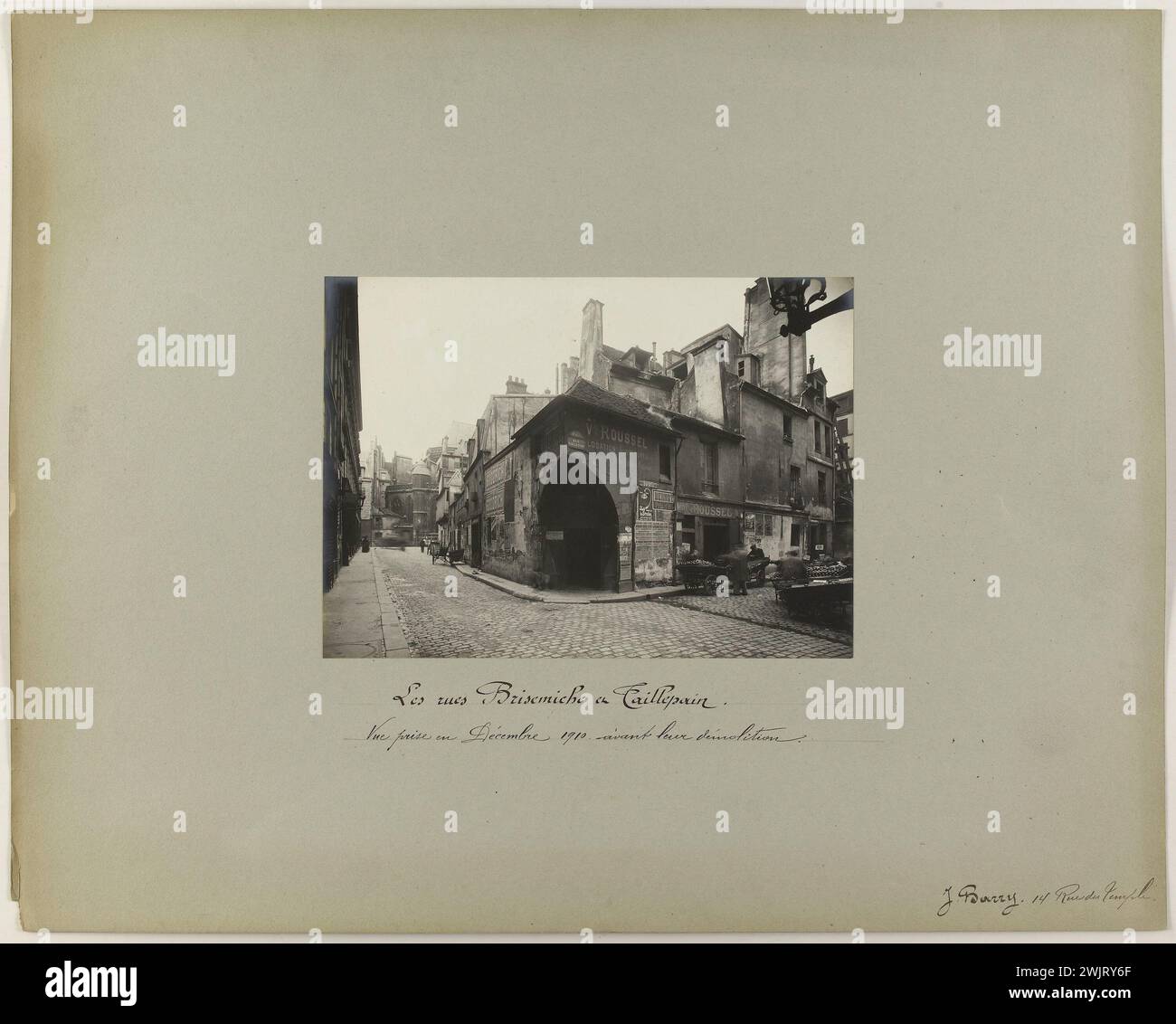 Les rues Brisemiche et Taillepain. Vue prise en décembre 1910 avant leur démolition. Paris (IVème arr.). Photographie de Jean Barry. Tirage au bromure de gélatino-argent. Décembre 1910. Paris, musée Carnavalet. 123887-28 Banque D'Images