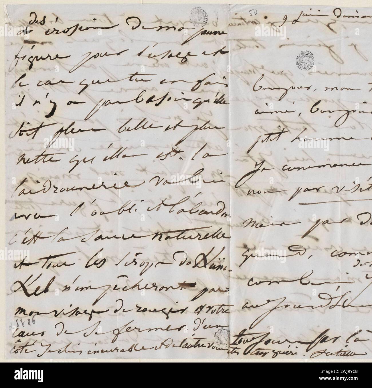 Juliette Drouet à Victor Hugo ; 9 juin dimanche matin 7 h [1850] ; maison Victor Hugo - Paris Autograph Letter Banque D'Images