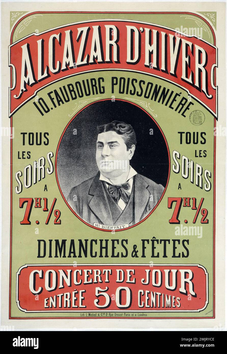 Joli Cadre Avec Illustration Affichette Ancienne - Thème Ambigu / Comique / Gigolette