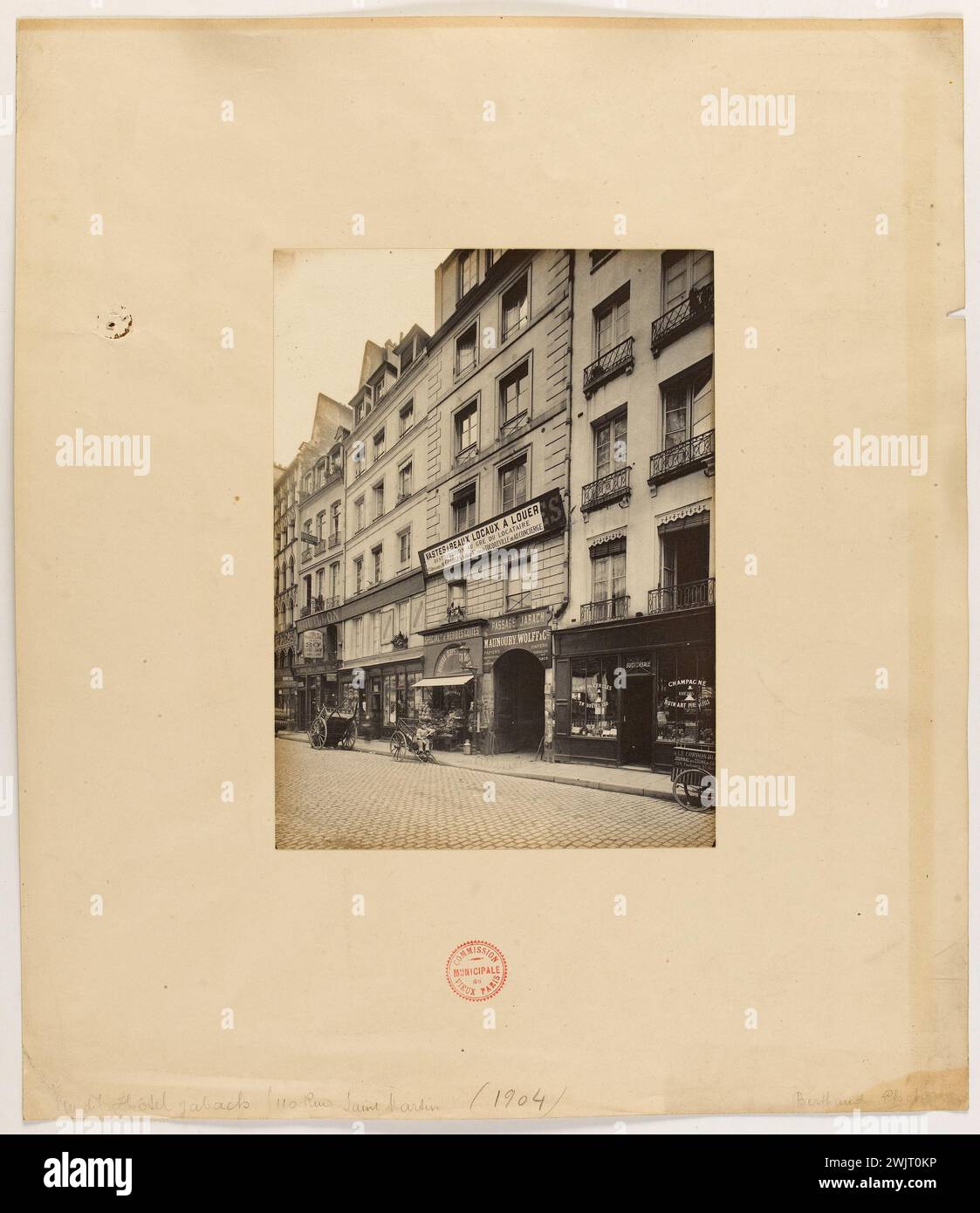 Anonyme. Vue de l'hôtel Jabach (110 rue St Martin) (1904). 'Vue de l'hôtel Jabach au 110 rue St Martin, 4ème arrondissement de Paris'. Tirage au bromure de gélatine d'argent. en 1904-1904. Paris, musée Carnavalet. 144162-13 Banque D'Images