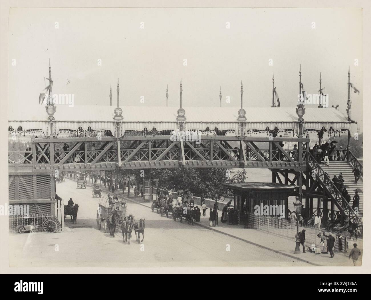 Blancard, Hippolyte (1843 - D.1924), exposition universelle de 1889 : passerelle du Quai de Billy (actuellement avenue de New-York), 16ème arrondissement, Paris (titre factice), 1889. Tirage platine. Musée Carnavalet, histoire de Paris. Banque D'Images