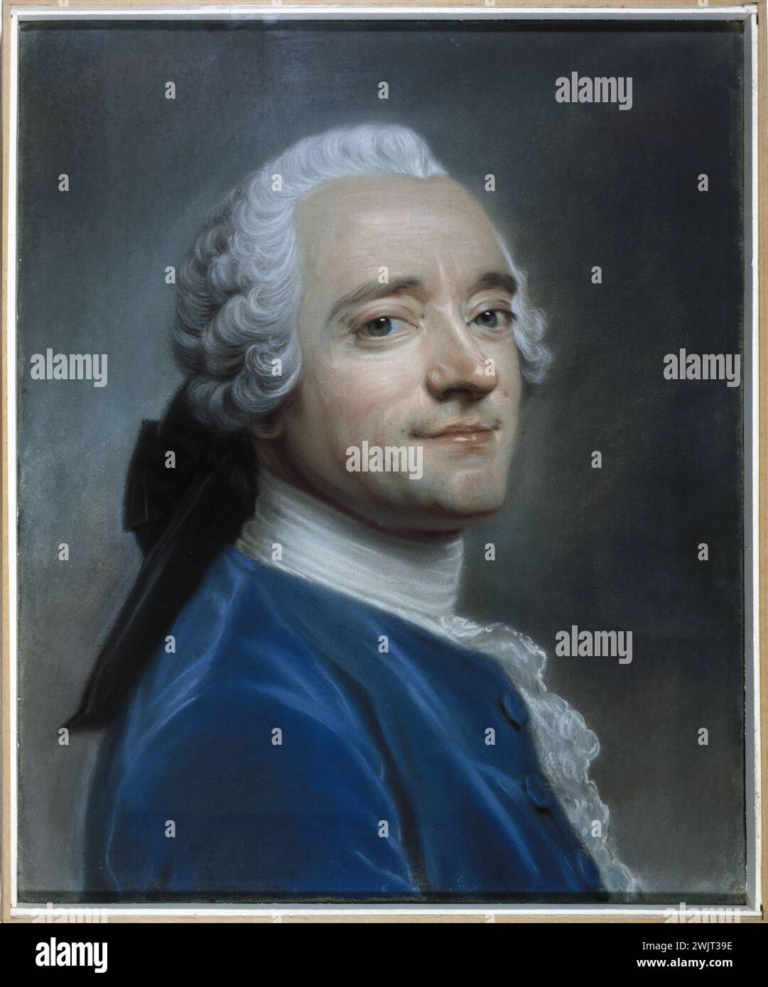 Maurice Quentin de la Tour (1704-1788) 'Autoportrait avec un rognage en dentelle'. Pastel, vers 1750. Paris, musée Cognacq-Jay. 35788-1 Autoportrait, dentelle, jabot, pastel, peintre, portrait, sourire Banque D'Images