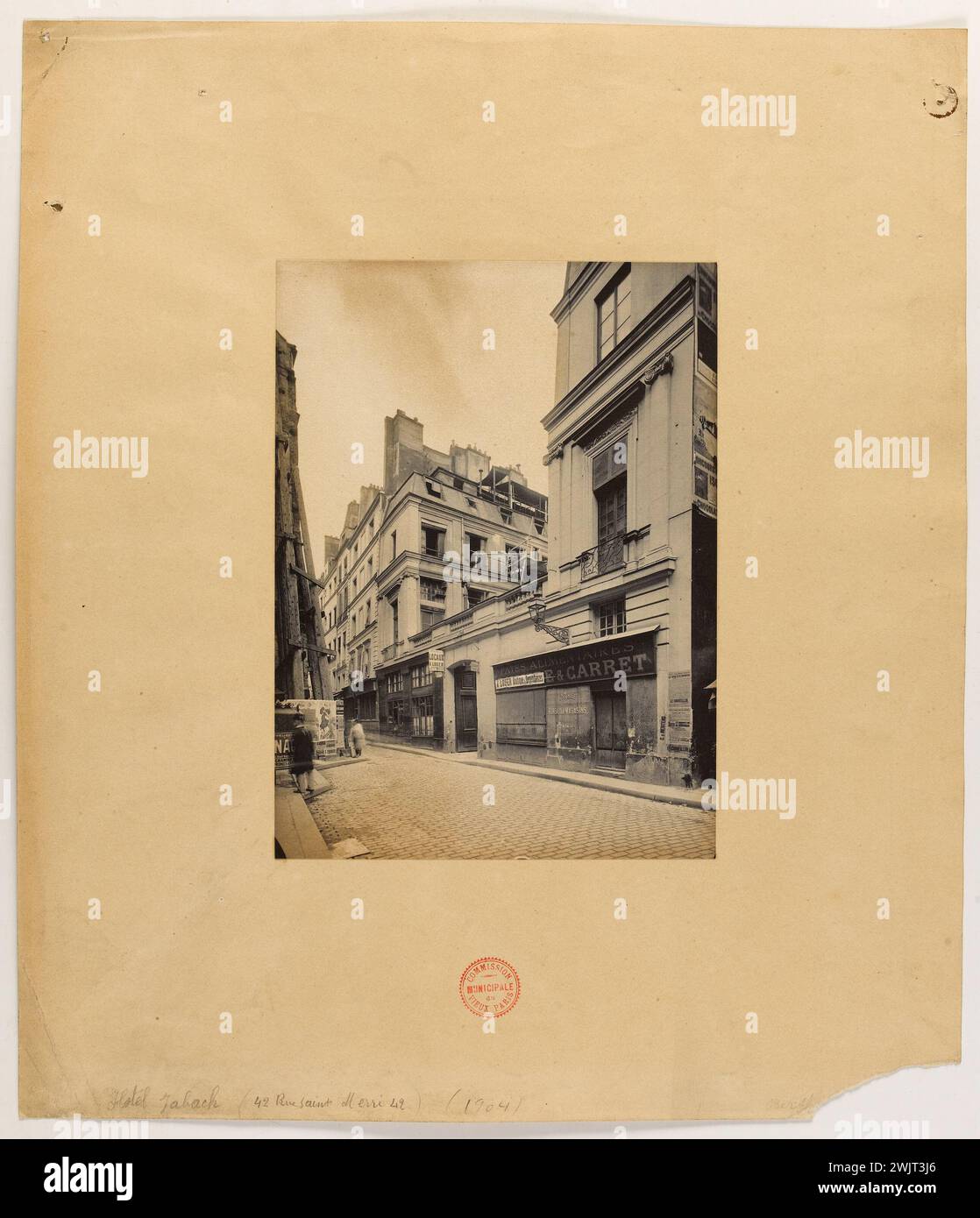Anonyme. Hôtel Jabach (42 rue Saint Merri 42) (1904). 'Vue de l'hôtel Jabach du côté du 42 rue Saint Merri, 4ème arrondissement, Paris'. Tirage au bromure de gélatine d'argent. en 1904-1904. Paris, musée Carnavalet. 144162-12 Banque D'Images