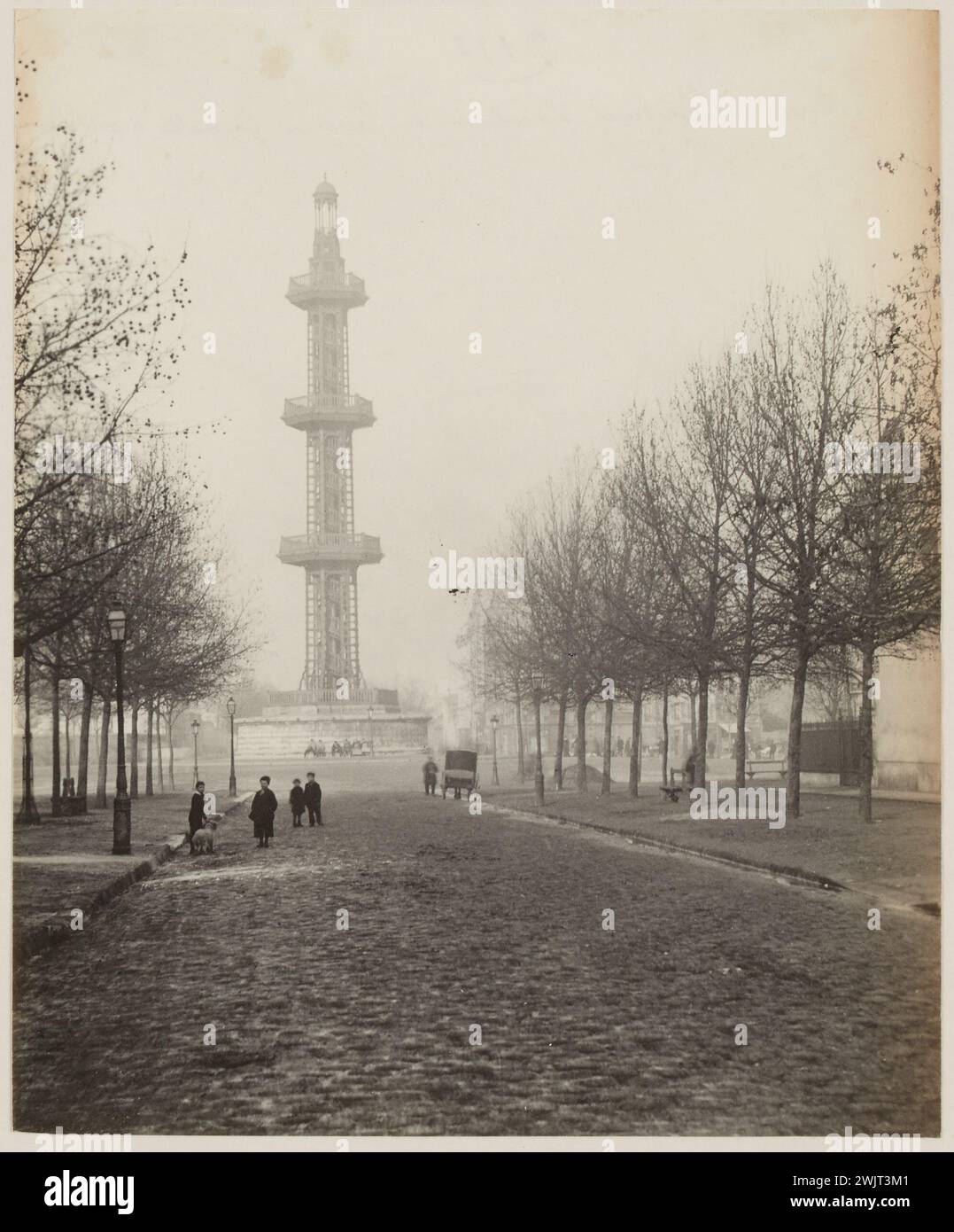 Blancard, Hippolyte (1843 - D.1924), la colonne du puits artésien à Grenelle au bout de l'avenue de Breteuil, 7ème arrondissement, Paris (titre factice), 1890. Tirage platine. Musée Carnavalet, histoire de Paris. Banque D'Images