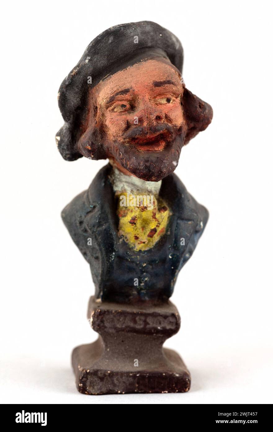 Têtard. Portrait-charge de Pierre Levassor (1808-1870), acteur. Plâtre polychrome. Paris, musée Carnavalet. 72099-56 acteur français, buste, plâtre polychrome, charge portrait Banque D'Images