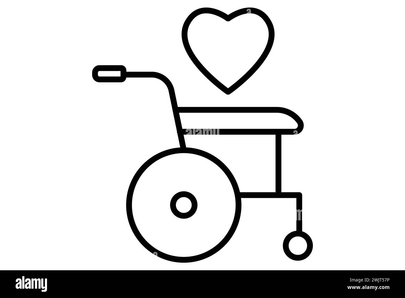 icône de solidarité handicap. icône de fauteuil roulant avec coeur. icône liée au handicap. style d'icône de ligne. illustration de l'élément Illustration de Vecteur