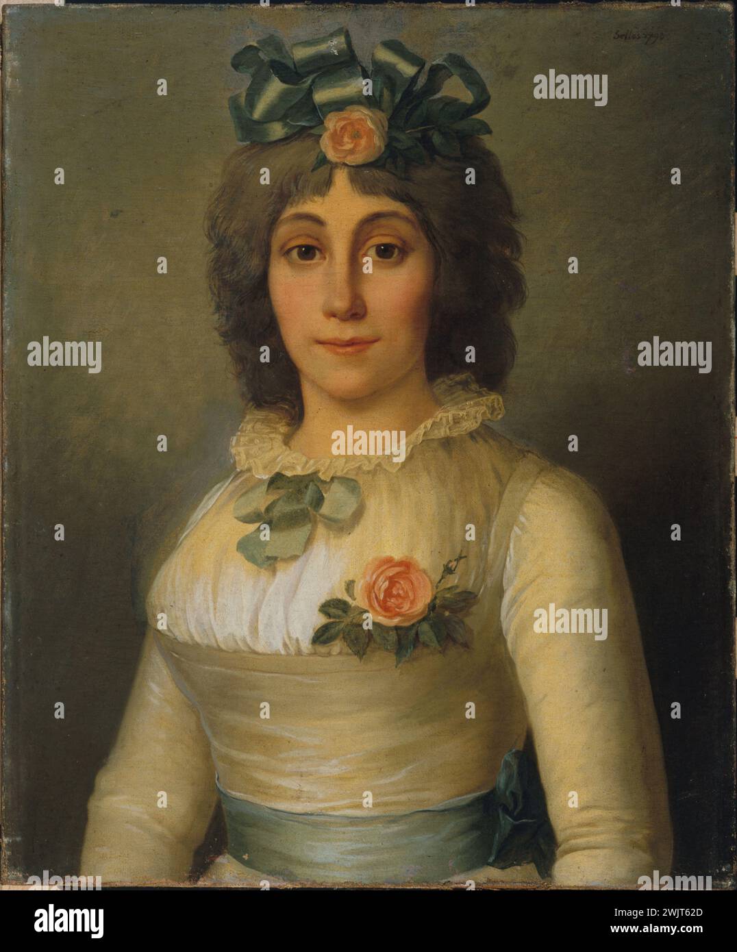 Nicolas selles. Portrait d'une femme, anciennement identifiée comme Anne Josèphe Théroigne de Méricourt (1762-1817), 1793. Huile sur toile. Paris, musée Carnavalet. 35192-7 Adventuriare, chanteuse française, femme, portrait, Révolution française, huile sur toile Banque D'Images