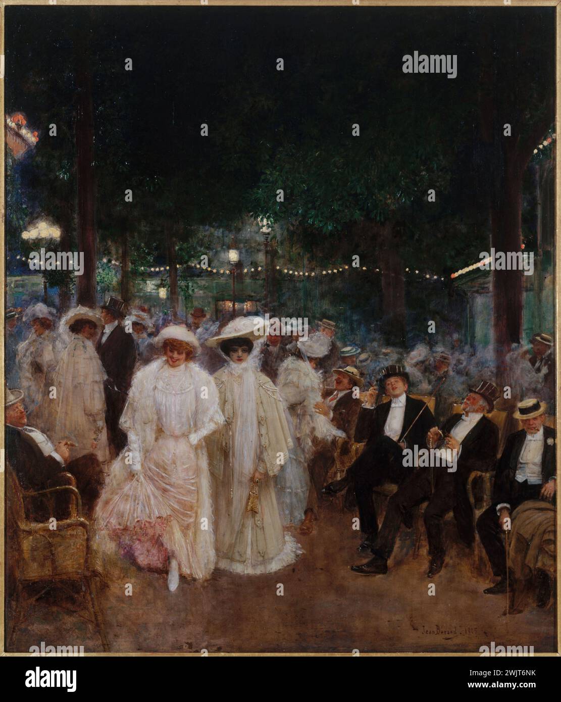 Jean Béraud (1849-1936) 'Les belles de nuit (au jardin de Paris), 1905'. Huile sur toile. Paris, musée Carnavalet. 36757-5 accessoire, belle nuit, détenu, deux 2, élégant, femme, foule, impressionniste, impressionnisme, jardin, nuit, idlete, robe blanche, amusez-vous, pour vous détendre, séduire, soir, soir, 20ème XX 20ème 20ème 20ème 20ème siècle , chapeau, élégance, nocturne, promenade Banque D'Images