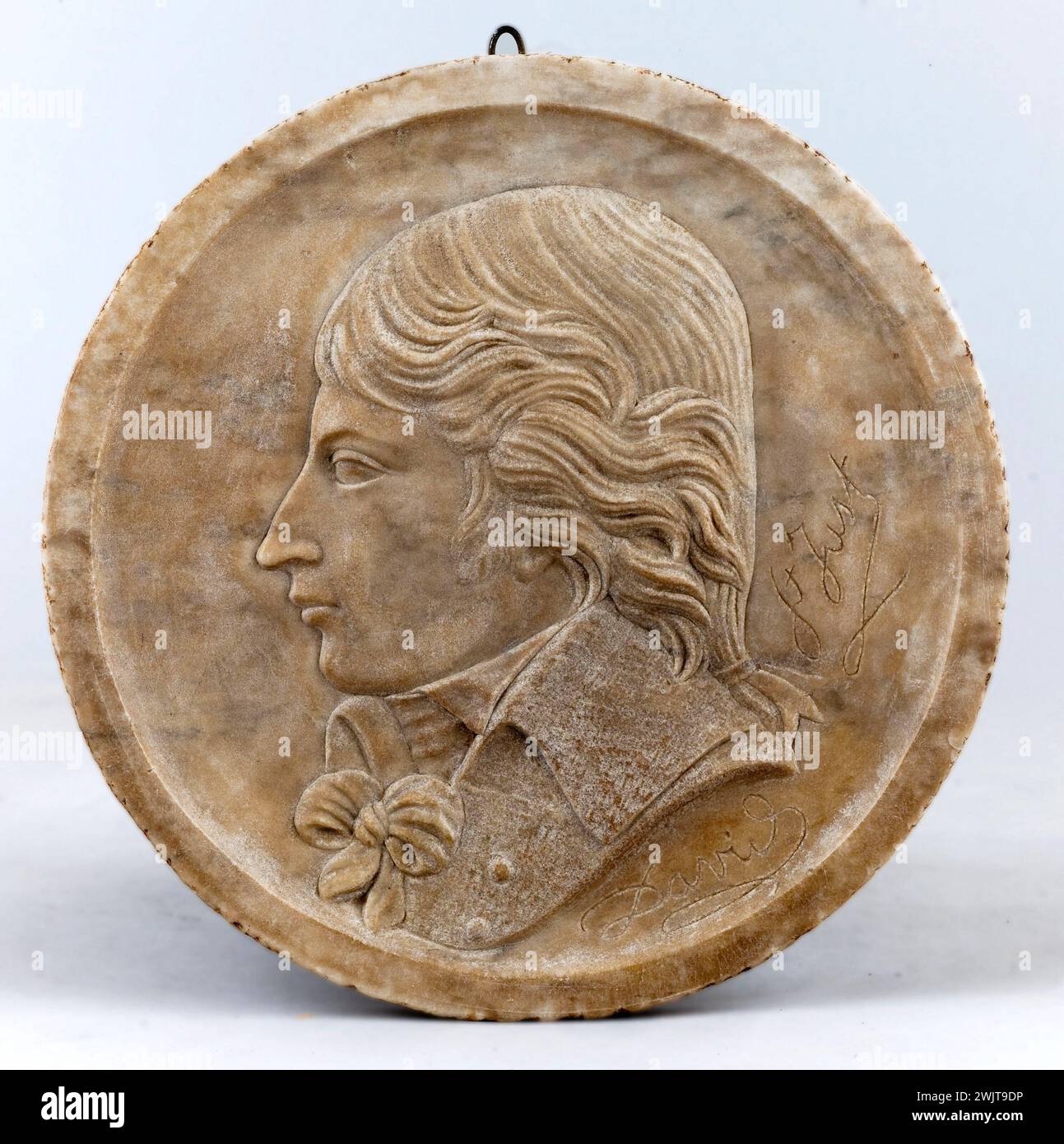 David d'Angers (1788-1856) Portrait d'Antoine de Saint-Just (1767-1894), conventionnel. Marbre jaune. Paris, musée Carnavalet. Convention nationale de 74056-24, politicien français, marbre, portrait, révolution française Banque D'Images