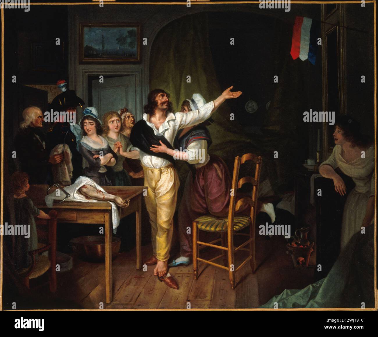Attribué à Bizart. "Dévouement à la patrie d'un homme qui vient d'être amputé d'un bras". Huile sur toile. Paris, musée Carnavalet. 39431-10 allégorie, amputation, ampute, bras, homme, patrie, patriotisme, révolution française, huile sur toile Banque D'Images